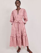 East Alyessia Woven Gingham Midi Dress, Multi (MULTI), large