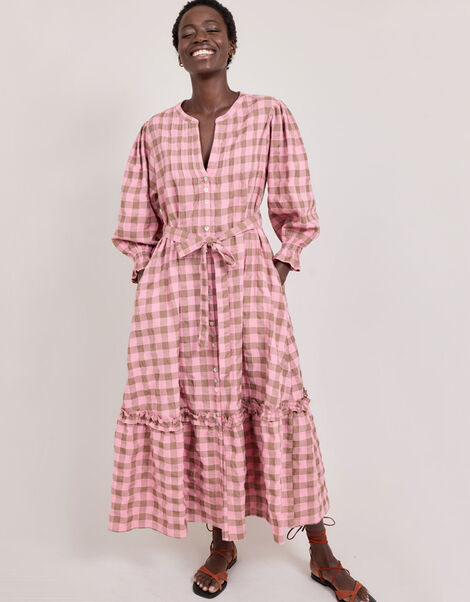 East Alyessia Woven Gingham Midi Dress, Multi (MULTI), large