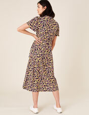 Missie Floral Dress in Organic Cotton, Blue (NAVY), large
