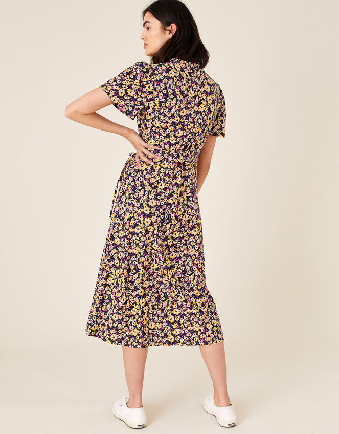 Missie Floral Dress in Organic Cotton, Blue (NAVY), large