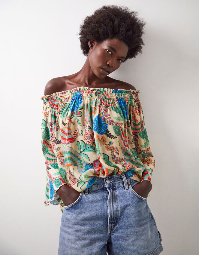 East Santa Maria Floral Bardot Top, Multi (MULTI), large