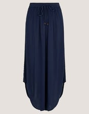 Teri Drawstring Culotte Trousers, Blue (NAVY), large
