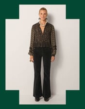 Maison Hotel Catalina Frilly Mix Print Blouse, Black (BLACK), large