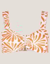 Cece Block Print Bikini Top, Orange (ORANGE), large