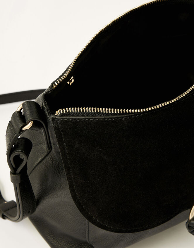 Ring Detail Leather Shoulder Bag, , large