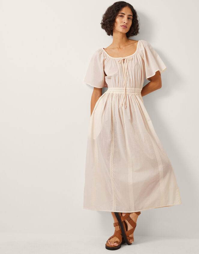 Lane Pintuck Lace Midi Dress, Ivory (IVORY), large