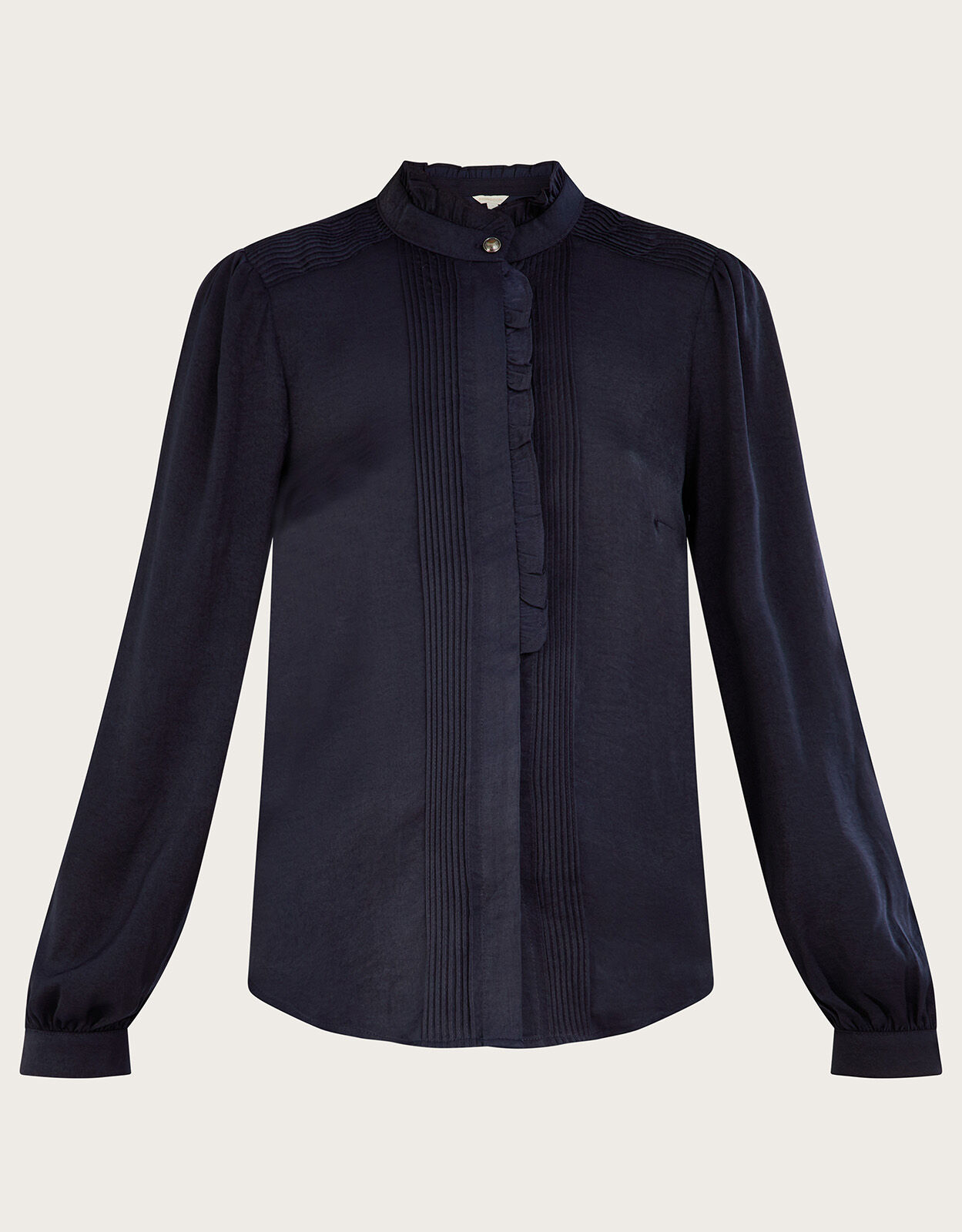 Claire Frill Neck Blouse with Recycled Polyester Blue