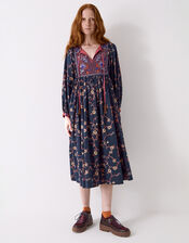 East Elenie Embroidered Floral Midi Dress, Black (BLACK), large