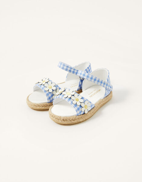 Gingham Espadrille Walker Shoes Blue, Blue (BLUE), large