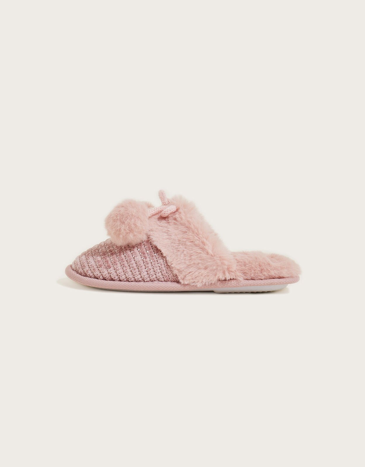 Pink pom pom top slippers