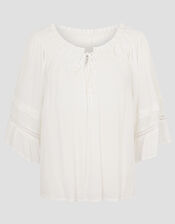 Ava Off-The-Shoulder Smock Top, White (WHITE), large