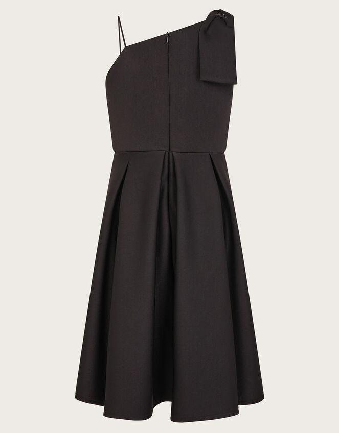 Nina Asymmetrical Bow Strap Prom Dress, Black (BLACK), large