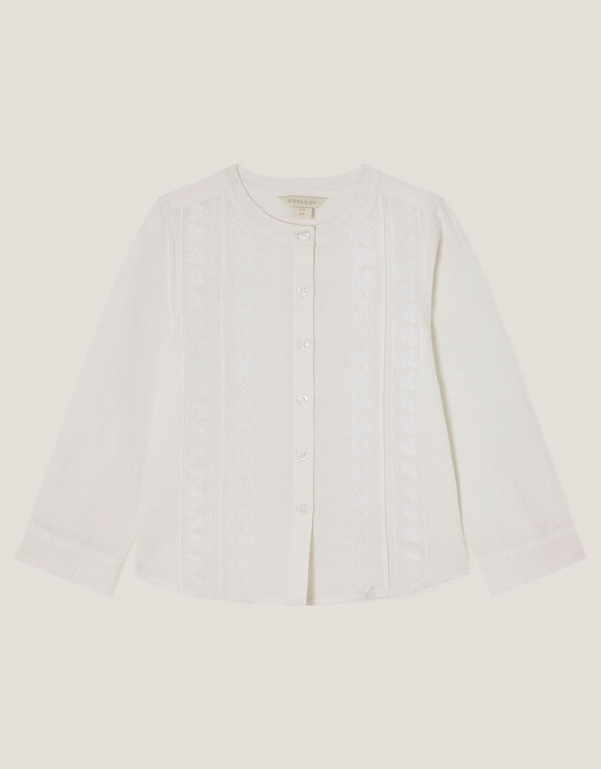 Embroidered Kurta Shirt, Ivory (IVORY), large