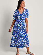 Mandy Print Dress, Blue (BLUE), large
