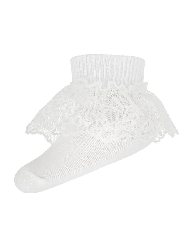 Baby Melissa Heart Lace Socks, White (WHITE), large