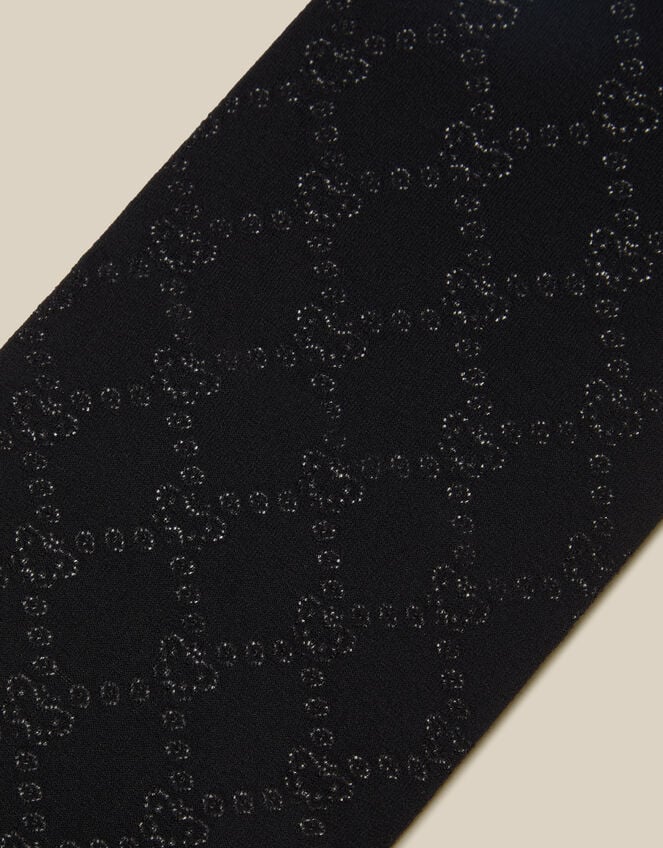 90 Denier Plush Diamond Print Tights, Black (BLACK), large