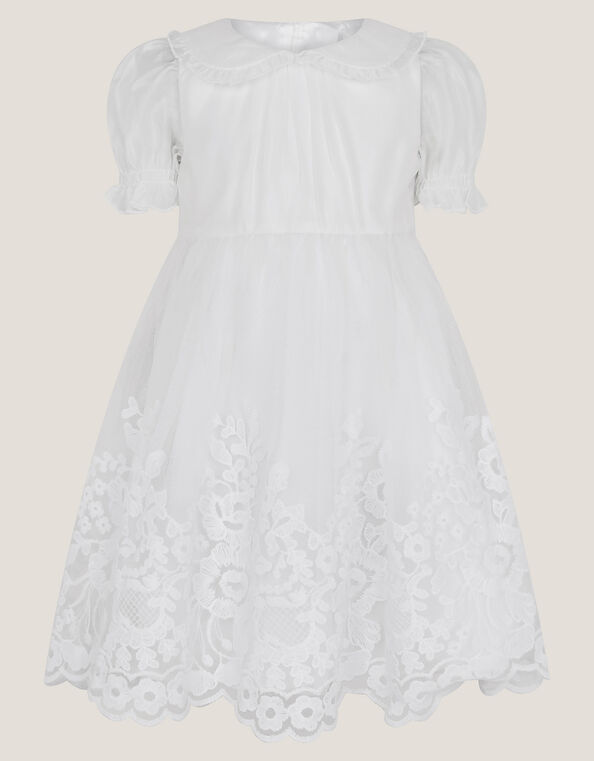 Baby Athena Floral Embroidered Dress, White (WHITE), large