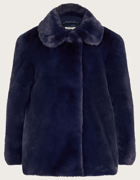 Cosy Faux Fur Jacket Blue, Blue (NAVY), large