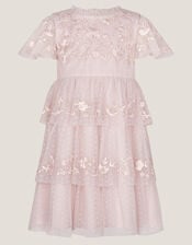 Baby Sophie Embroidered Polka Dot Tulle Dress, Pink (PINK), large