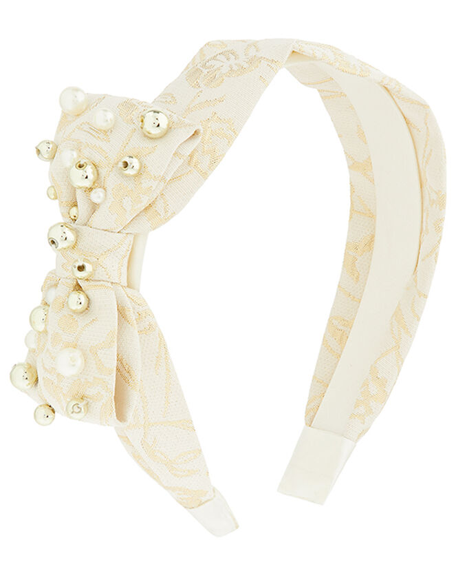 Jacquard Bow Knot Headband, , large