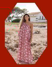 Pitusa One Shoulder Block Print Maxi Dress, , large