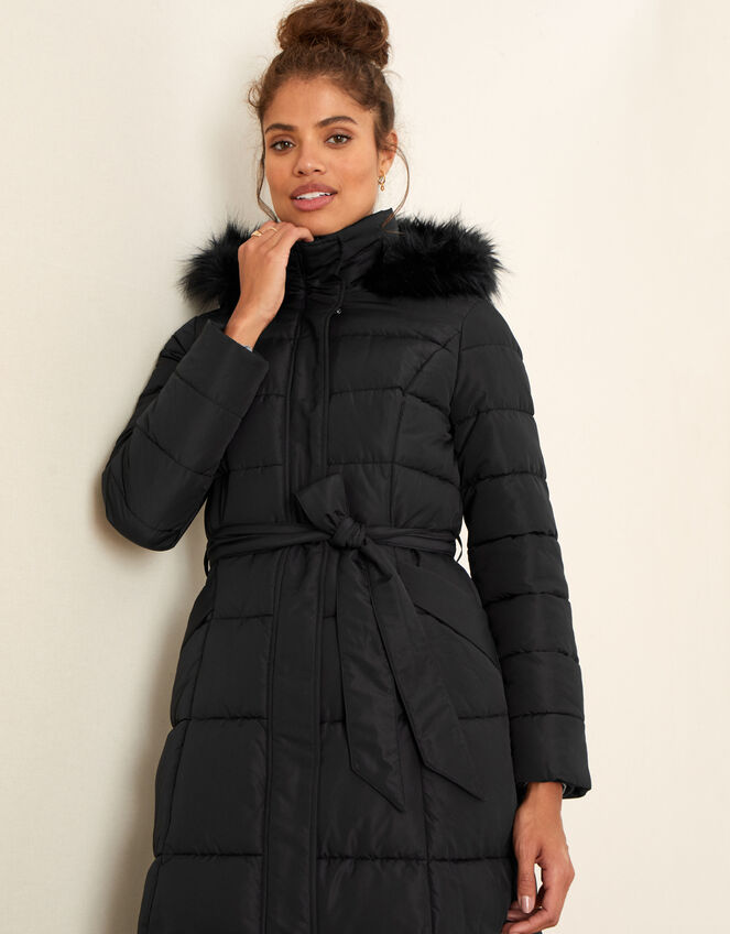 Morgan Hooded Padded Maxi Coat, Black (BLACK), large