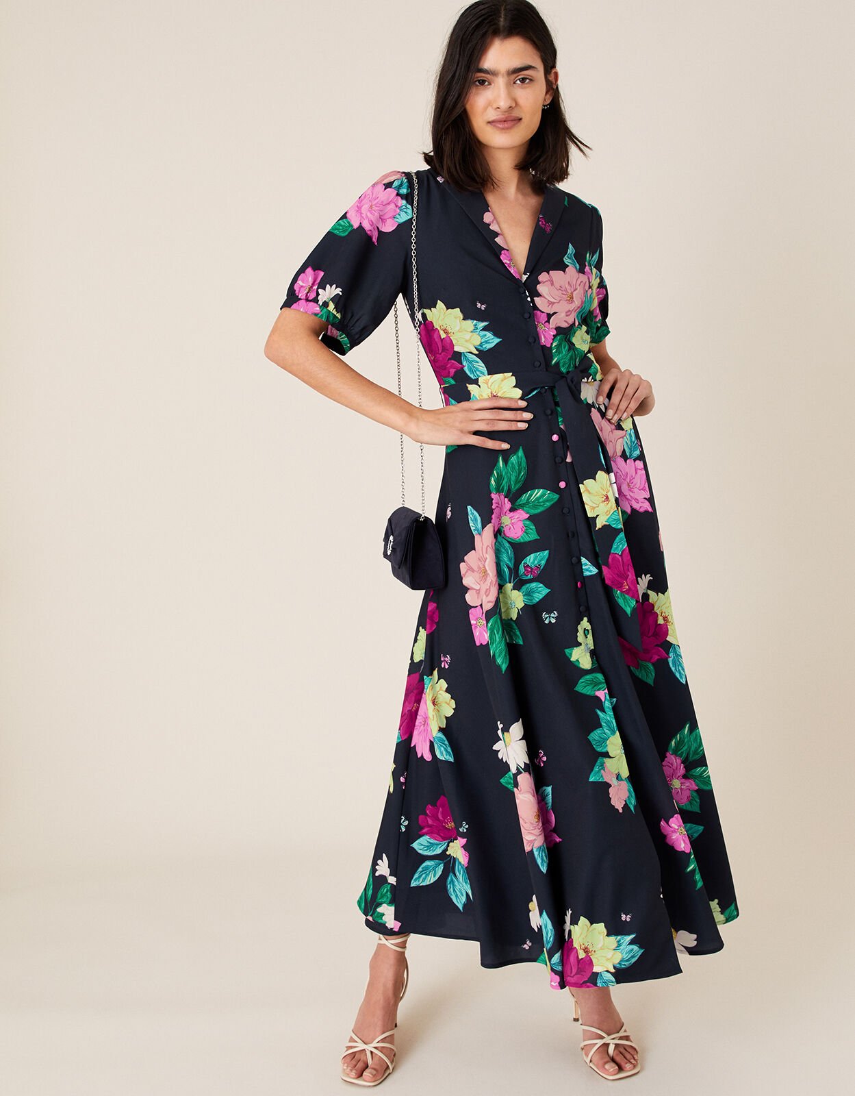 Monsoon navy floral dress top