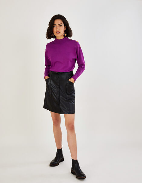 Shirley PU Leather Mini Skirt Black, Black (BLACK), large