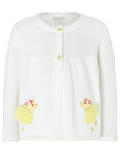 Baby Chick Knit Cardigan in Organic Cotton, Ivory (IVORY), large