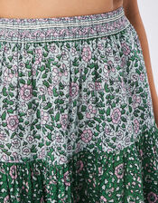 Petite Mendigote Tiered Print Skirt, Green (GREEN), large