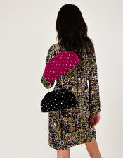 Sequin Clutch Bag, Black (BLACK), large