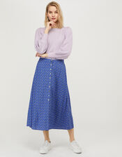 Rhiannon Floral Midi Skirt in LENZING&trade; ECOVERO&trade;, Blue (BLUE), large