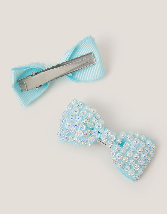 2-Pack Gemstone Bow Hair Clips, , large