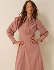 Skye Stretch Corduroy Midi Shirt Dress, Pink (PINK), large