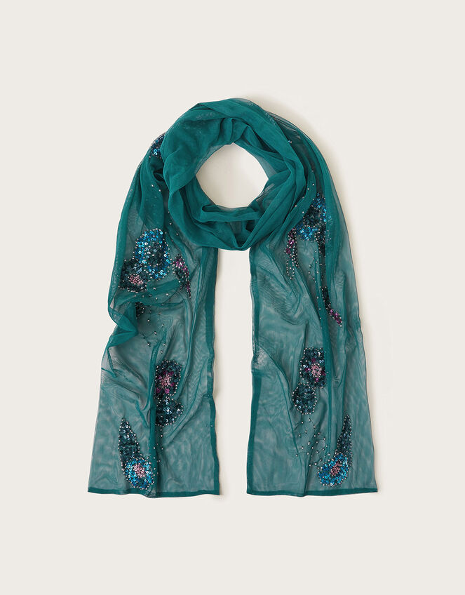 Sequin Net Scarf, , large