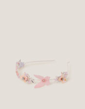 Floral Butterfly Embellished Metal Headband, , large