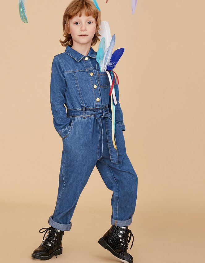 Long Sleeve Denim Jumpsuit Blue  Girls' Jumpsuits & Playsuits