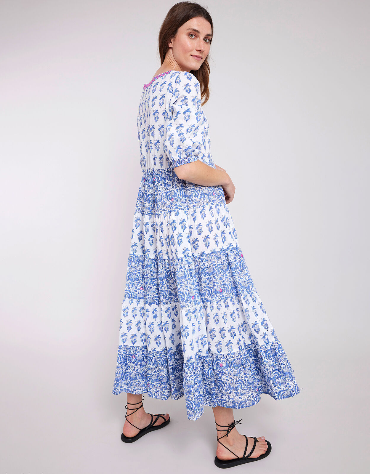 East Aoki Block Print Maxi Dress Blue