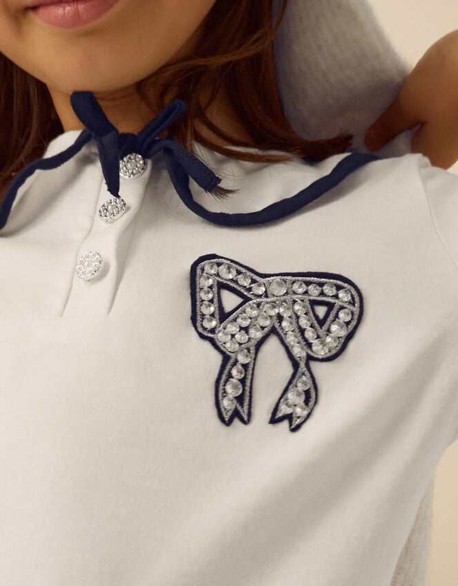 Bow Long Sleeve Top & Skort Set, Blue (NAVY), large