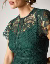 Monica Lace Midi Bridesmaid Dress, Green (GREEN), large