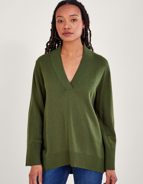 Collar Wool Jumper, Green (GREEN), large