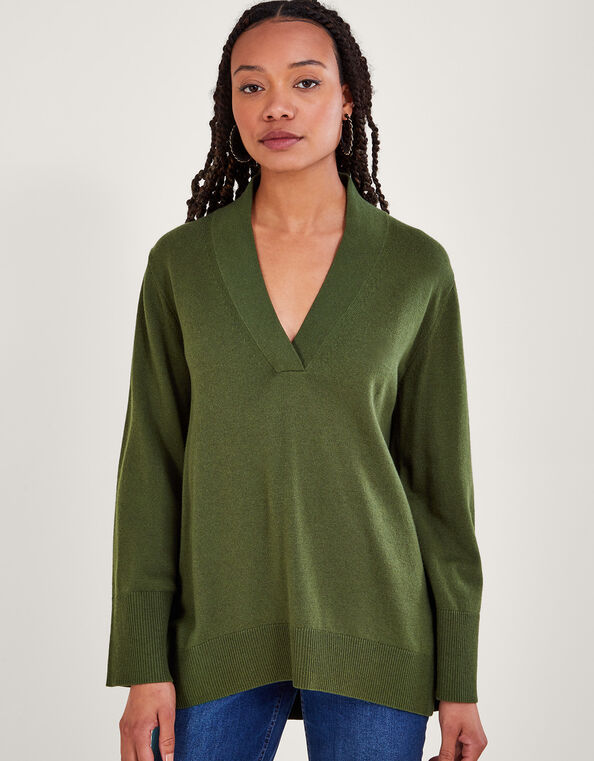 Collar Wool Jumper, Green (GREEN), large