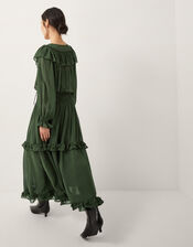 Suki Long Sleeve Ruffle Maxi Dress, Green (KHAKI), large