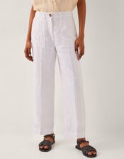 Jolie Short Linen Wide Leg Trousers, White (WHITE), large