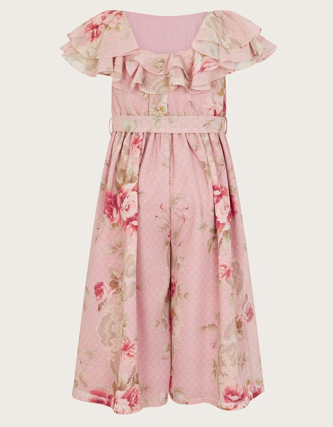 Tia Rose Print Chiffon Culotte Jumpsuit, Pink (DUSKY PINK), large