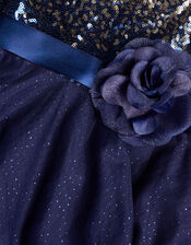 Ombre Sequin One-Shoulder Dress, Blue (NAVY), large