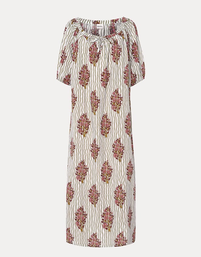 Par & Escala Justina Floral Stripe Maxi Dress, White (WHITE), large