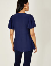 Embroidered T-Shirt in LENZING™ ECOVERO™ , Blue (NAVY), large
