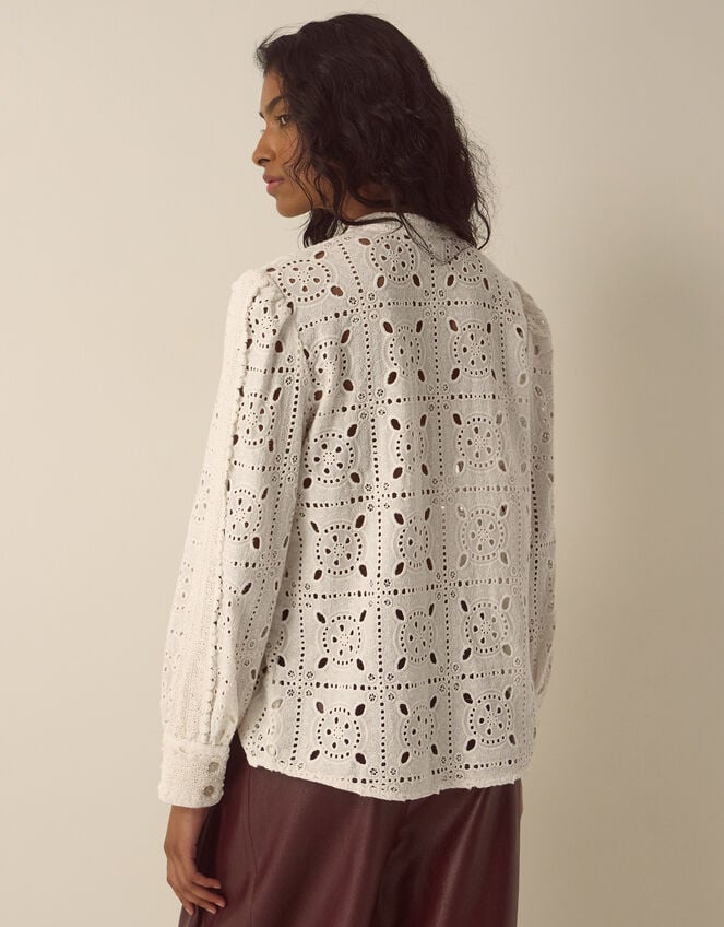 Dorothy Knot Button Lace Top, Cream (CREAM), large