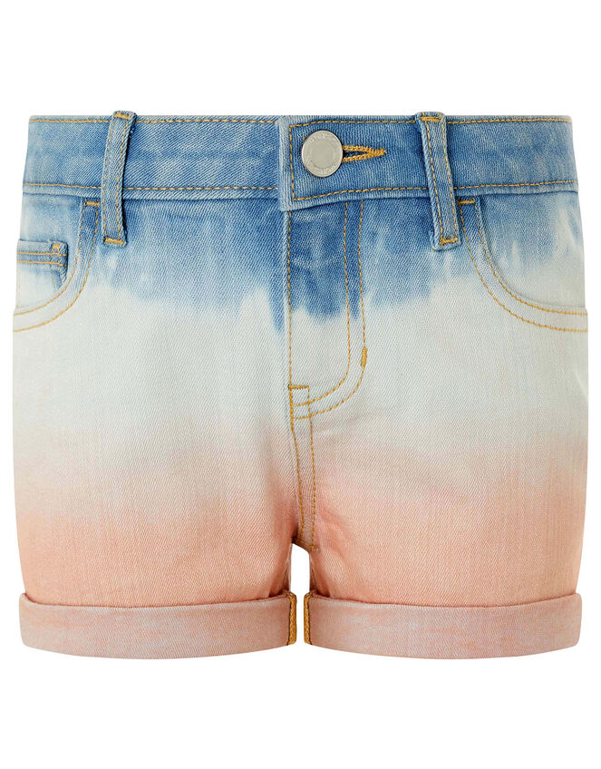 Darlene Tie-Dye Denim Shorts, Blue (BLUE), large